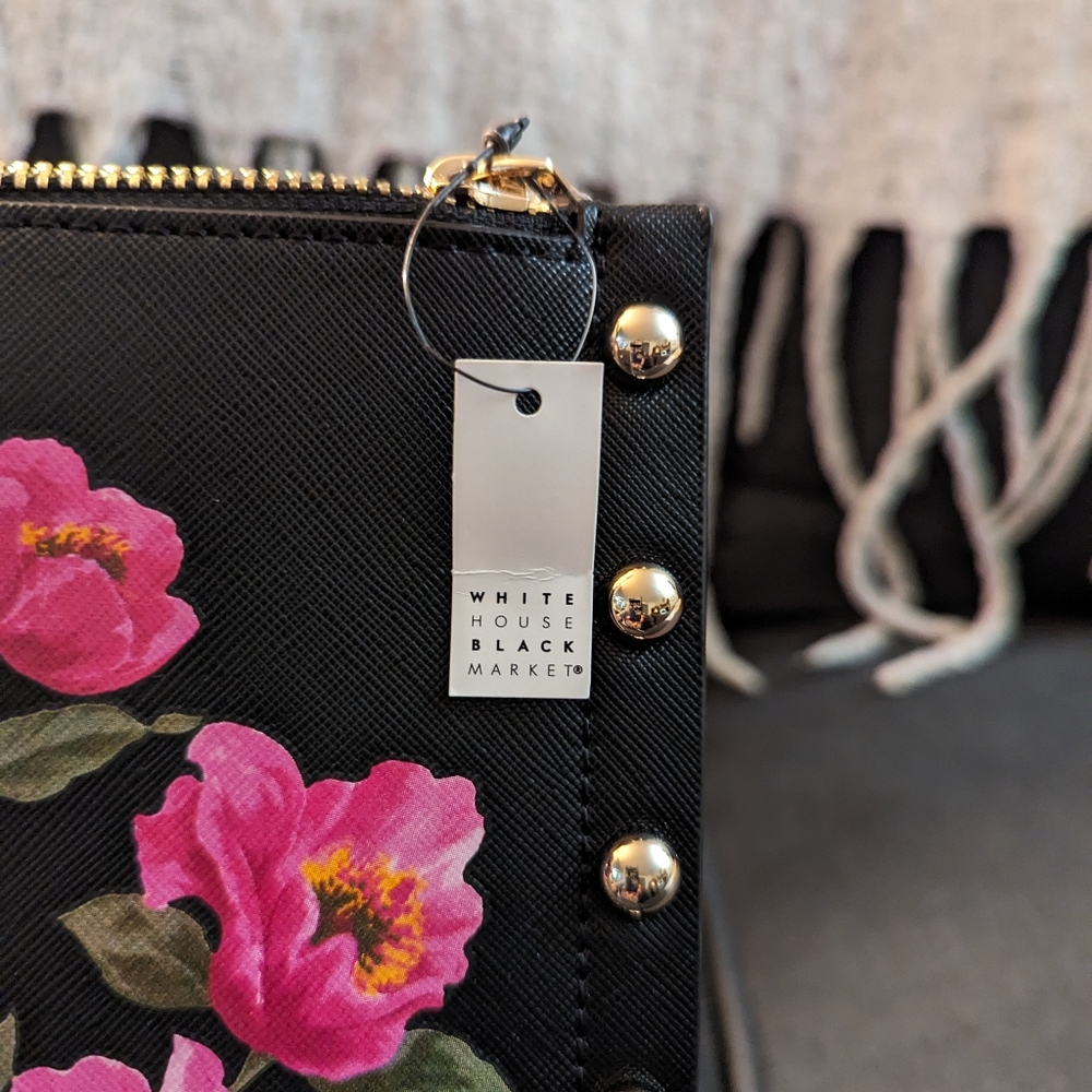White House Black Market Wristlet/Clutch, Black and Pink - Picture 6 of 9